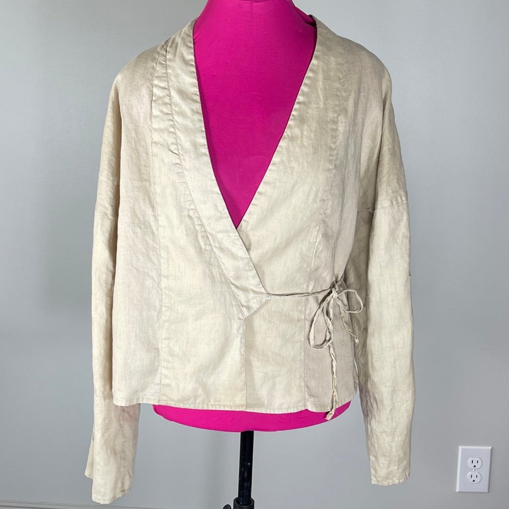 Spiegel long sleeve linen wrap jacket